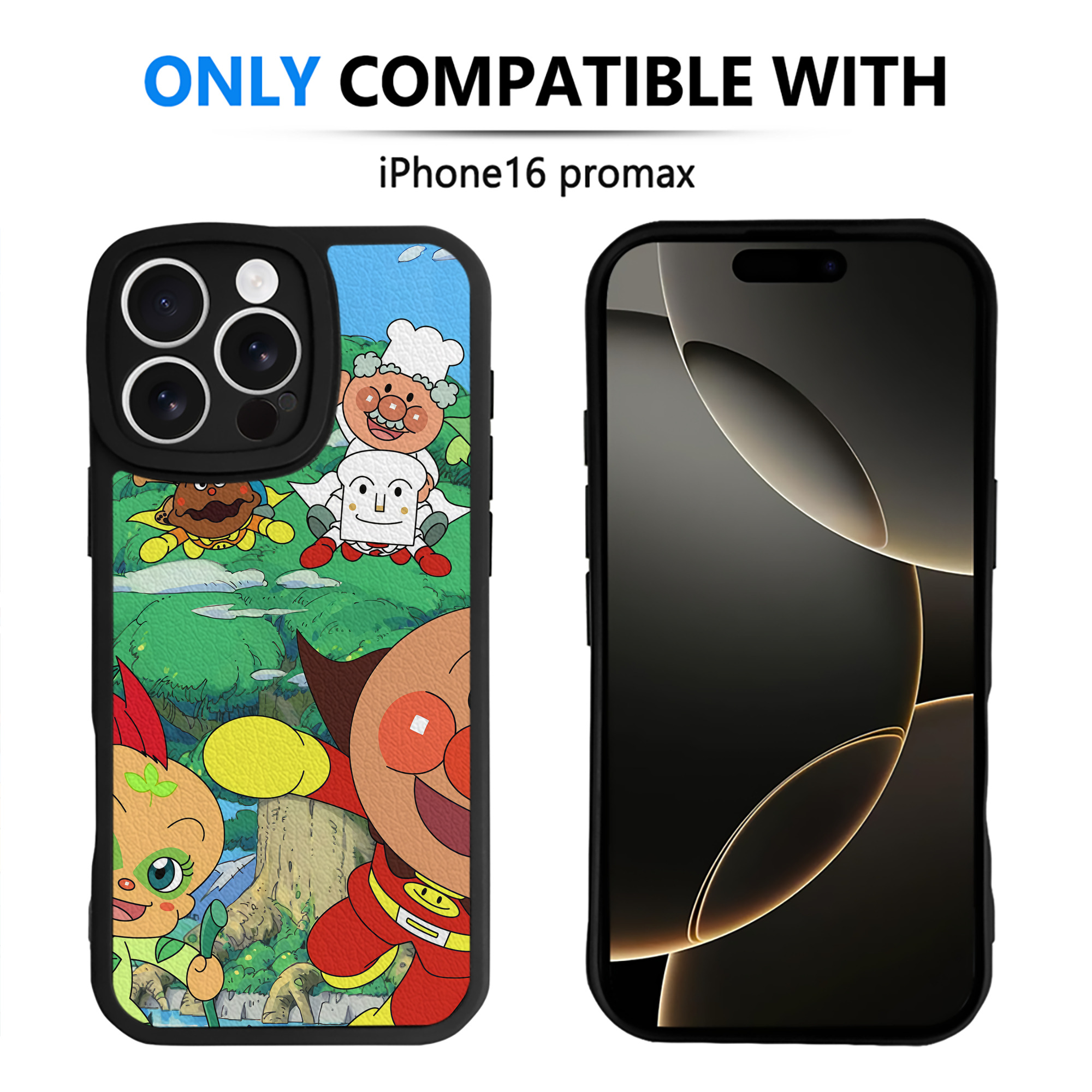 （画像用） アンパンマン Anpanman 【iPhone 16シリーズ対応】シリコンスマホケース（レザー調） 材質：シリコン